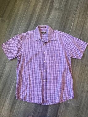 James Tattersall Gingham Check Short Sleeve Button Down Shirt XL